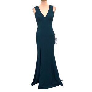 NWT Dress The Population The Sandra Dress XXS Pine Dark Green Strerch Crepe